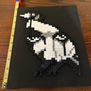 The Crow Perler Bead Pixel Art on Black Canvas